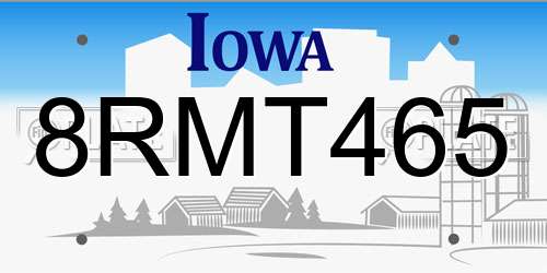 8RMT465 Iowa License Plate