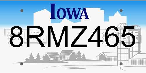 8RMZ465 Iowa License Plate