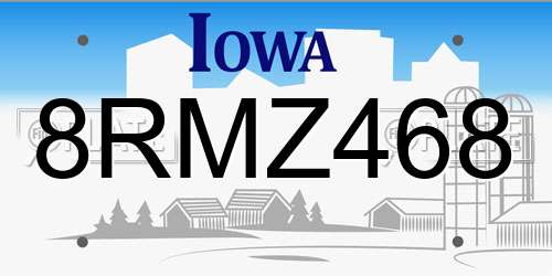 8RMZ468 Iowa License Plate