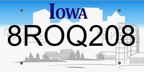 8ROQ208 Iowa License Plate
