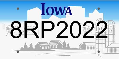 8RP2022 Iowa License Plate