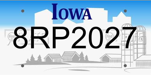 8RP2027 Iowa License Plate