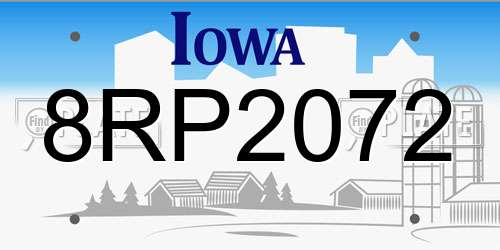 8RP2072 Iowa License Plate