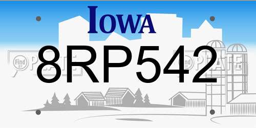 8RP542 Iowa License Plate
