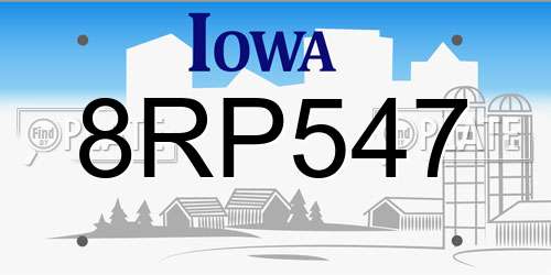 8RP547 Iowa License Plate