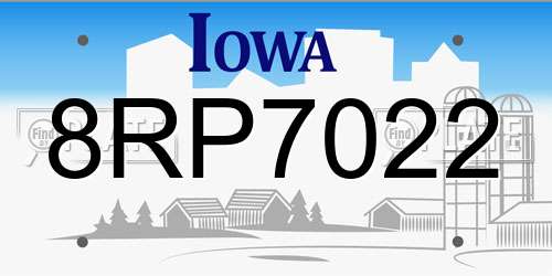 8RP7022 Iowa License Plate