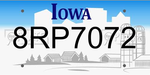 8RP7072 Iowa License Plate