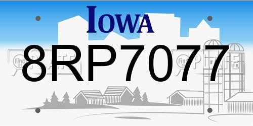 8RP7077 Iowa License Plate