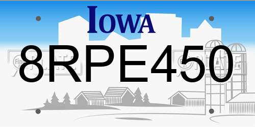 8RPE450 Iowa License Plate