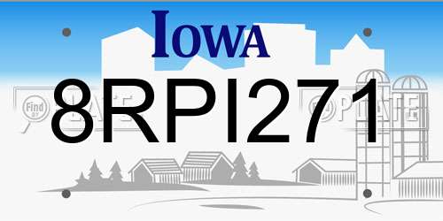 8RPI271 Iowa License Plate