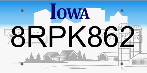 8RPK862 Iowa License Plate