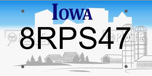 8RPS47 Iowa License Plate