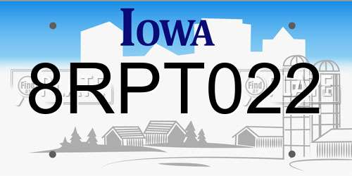 8RPT022 Iowa License Plate