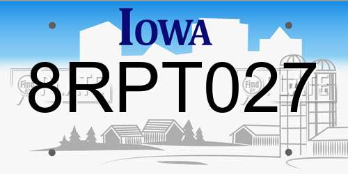 8RPT027 Iowa License Plate