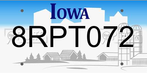 8RPT072 Iowa License Plate