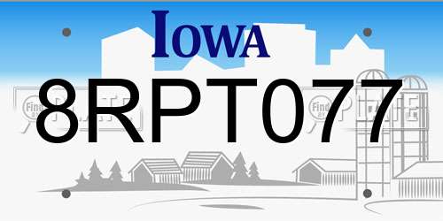 8RPT077 Iowa License Plate