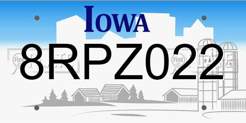 8RPZ022 Iowa License Plate