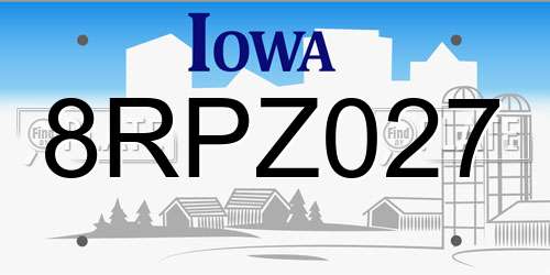 8RPZ027 Iowa License Plate