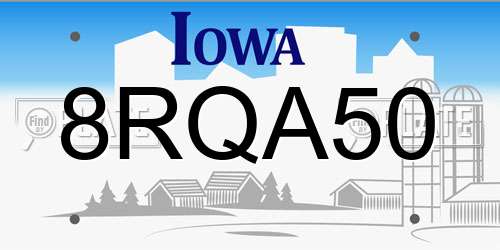 8RQA50 Iowa License Plate