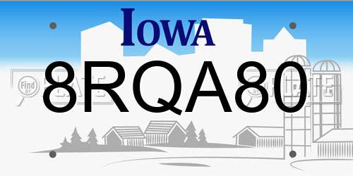 8RQA80 Iowa License Plate