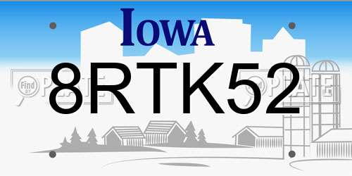 8RTK52 Iowa License Plate