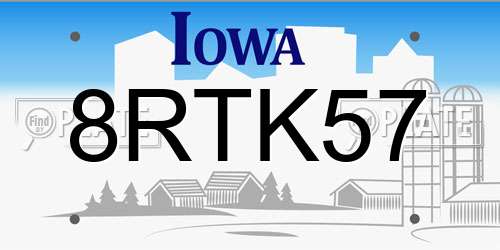 8RTK57 Iowa License Plate