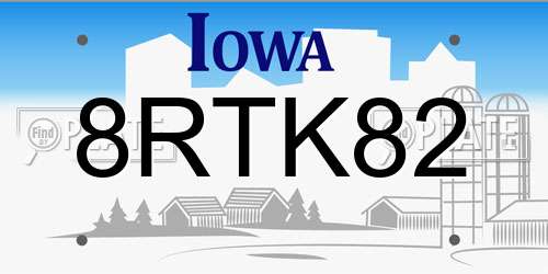 8RTK82 Iowa License Plate