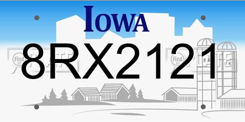 8RX2121 Iowa License Plate