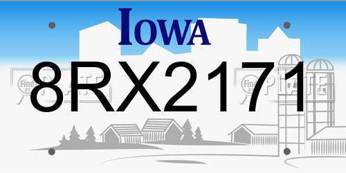 8RX2171 Iowa License Plate