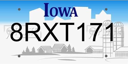 8RXT171 Iowa License Plate