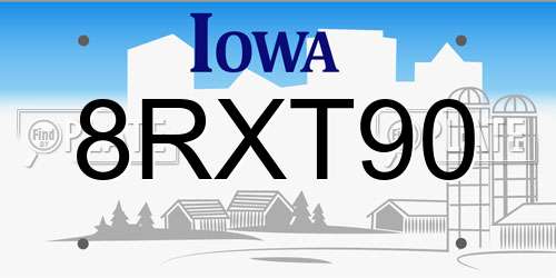 8RXT90 Iowa License Plate