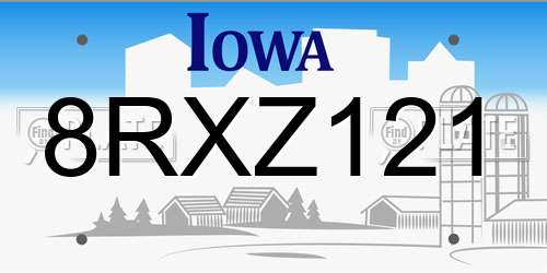 8RXZ121 Iowa License Plate
