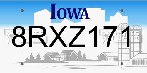 8RXZ171 Iowa License Plate