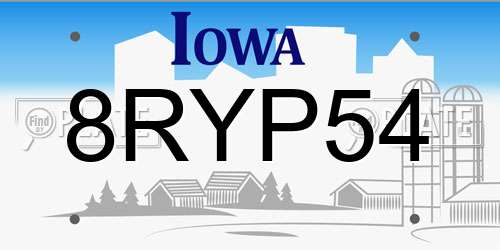 8RYP54 Iowa License Plate