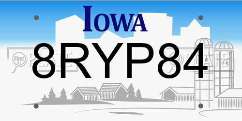 8RYP84 Iowa License Plate