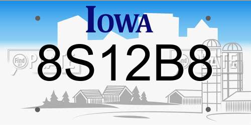 8S12B8 Iowa License Plate