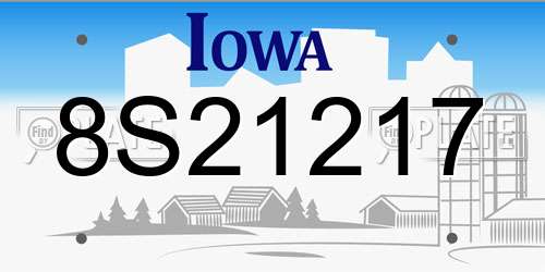 8S21217 Iowa License Plate
