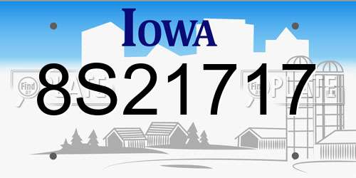 8S21717 Iowa License Plate