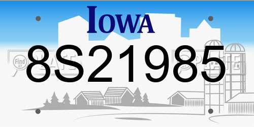 8S21985 Iowa License Plate