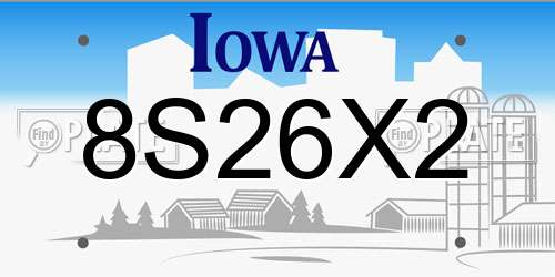 8S26X2 Iowa License Plate