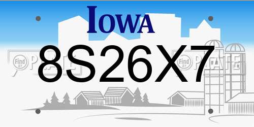 8S26X7 Iowa License Plate