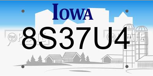 8S37U4 Iowa License Plate