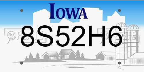 8S52H6 Iowa License Plate