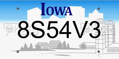 8S54V3 Iowa License Plate