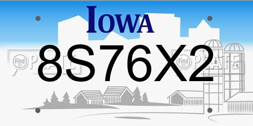 8S76X2 Iowa License Plate