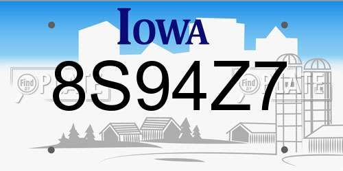8S94Z7 Iowa License Plate