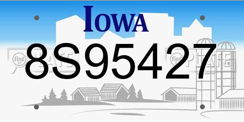 8S95427 Iowa License Plate