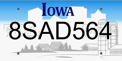 8SAD564 Iowa License Plate