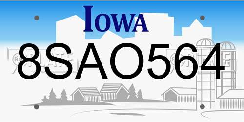 8SAO564 Iowa License Plate