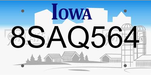 8SAQ564 Iowa License Plate